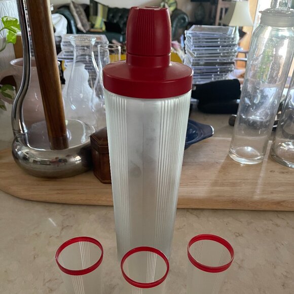 Art Deco Edwin Fuerst Art Deco Frosted Glass Cocktail Shaker & 3 Glasses - Picture 1 of 7
